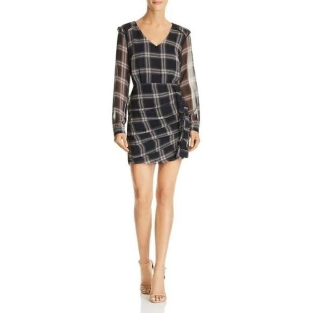 NWT HEARTLOOM Black Plaid Mini Dress XS